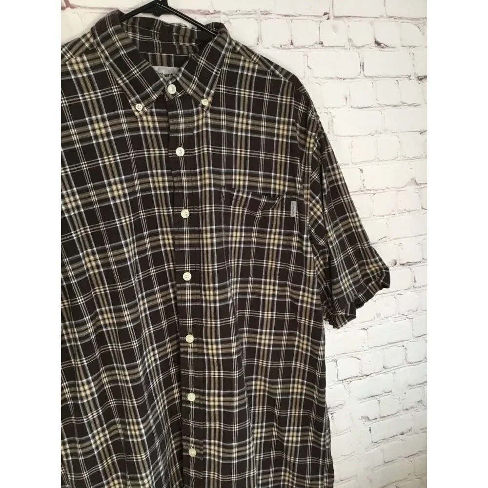 Carhartt Vtg Shirt Mens Large Tall Short Sleeve Button Down‎ Relaxed Fit